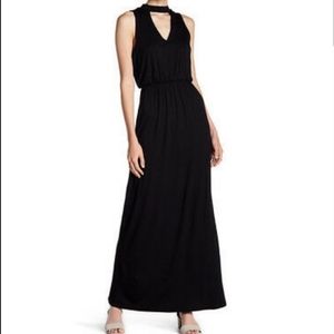 LUSH Maxi Dress V-Neck Choker Rayon  Sleeveless Whimsigoth Witchy Black